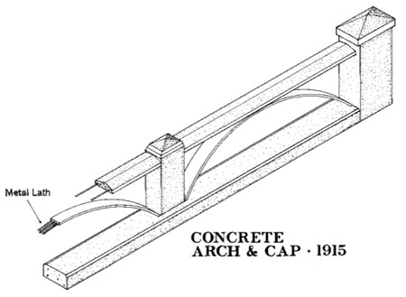 The lighter concrete arch and rail design found on viaducts and bridges