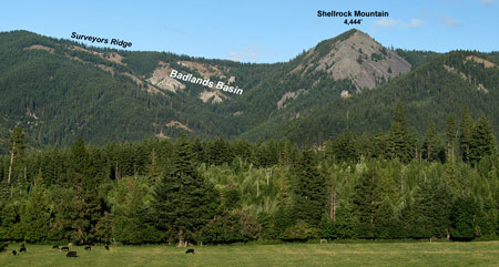 Hidden in plain sight: Shellrock Mountain is from Cooper Spur Road