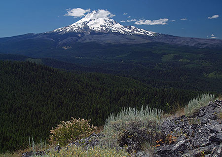 Mount Hood fills the horizon from the top of Shellrock Mountain