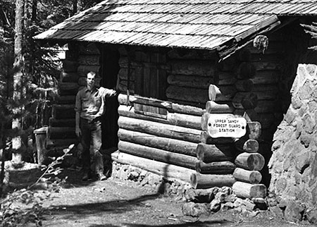Forest Service guard on duty at the Upper Sandy station in the 1930s
