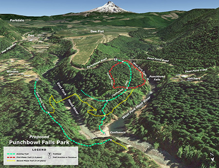 Map of proposed trail network at Punchbowl Park