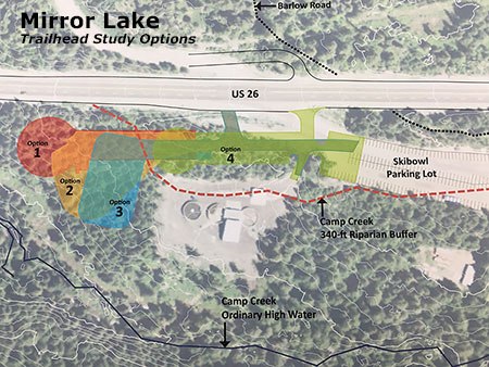 The Forest Service will soon build this new trailhead for popular Mirror Lake - a chance to try a different parking approach?